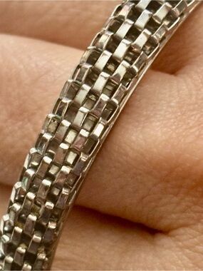 Sterling Silver (possible) Woven Link Bracelet - Silver